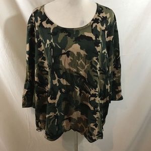 Attitudes by Renee camouflage 3/4 sleeve sweater - womens 2X, armpit to armpit =
